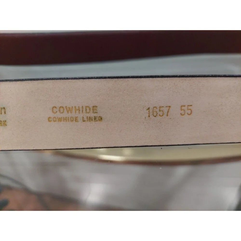 Pierre Cardin Soft Brown Leather Belt Size 38 Square Golden Buckle Cowhide Spain